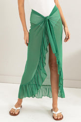 HYFVE Ruffle Trim Cover Up Sarong Skirt Green OutfitFlow