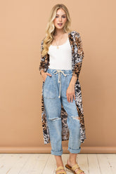 And The Why Leopard Kimono Open Front Longline Cardigan Leopard OutfitFlow