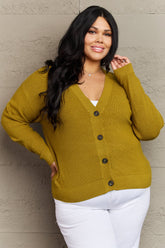 Zenana Kiss Me Tonight Full Size Button Down Cardigan in Chartreuse Yellow-Green OutfitFlow