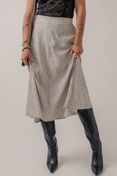 Speckle High Waist Midi Skirt Heather Gray OutfitFlow