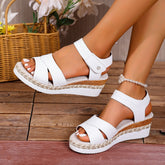 Open Toe Wedge Sandals White OutfitFlow