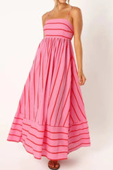 Striped Square Neck Cami Dress Blush Pink OutfitFlow