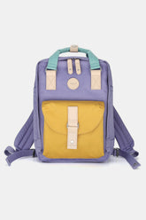 Himawari Contrast Waterproof Canvas Backpack Bag with Round Label Purple One Size OutfitFlow