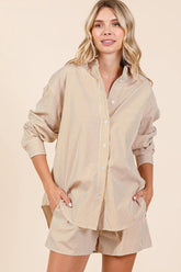 Mittoshop Striped Shirt and Shorts Set BRONZE OutfitFlow