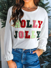 HOLLY JOLLY Embroidered Round Neck Sweatshirt White OutfitFlow