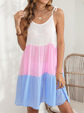 Color Block Spaghetti Strap Cover-Up Dress Pink OutfitFlow