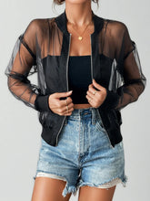 Sheer Mesh Zip Up Jacket Black OutfitFlow