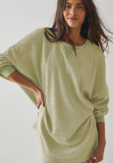 Round Neck Long Sleeve Sweatshirt Sage OutfitFlow