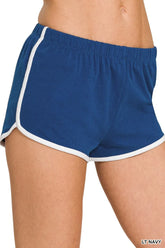 Zenana Elastic Waistband Dolphin Shorts LT NAVY OutfitFlow