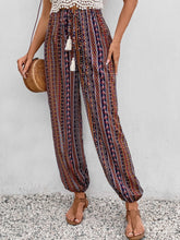 Tassel Printed High Waist Pants Brown OutfitFlow