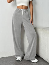 Drawstring Wide Leg Pants with Pockets Gray OutfitFlow