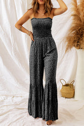 Floral Spaghetti Strap Wide Leg Jumpsuit Black OutfitFlow