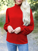 Full Size Mock Neck Long Sleeve T-Shirt Orange-Red OutfitFlow