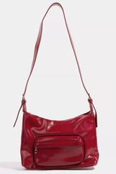 Fame Glossy Faux Leather Shoulder Bag RD one size OutfitFlow