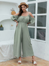 Spaghetti Strap Wide Leg Jumpsuit Sage OutfitFlow