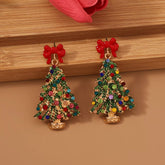 Christmas Tree Earrings with Bow Color onesize OutfitFlow