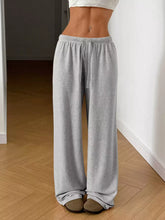 Drawstring Wide Leg Pants Light Gray OutfitFlow