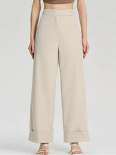 High Waist Wide Leg Pants Beige OutfitFlow