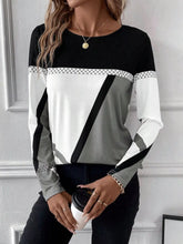 Color Block Long Sleeve T-Shirt Dark Gray OutfitFlow