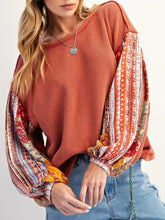 Waffle Knit Round Neck Dropped Shoulder Sweatshirt Red OutfitFlow