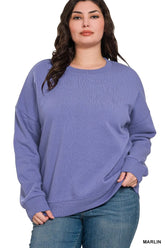 Zenana Full Size Fleece Drop Shoulder Sweatshirt Plus Size MARLIN OutfitFlow