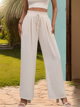 Perfee Tied Wide Leg Pants Dust Storm OutfitFlow