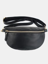 PU Leather Adjustable Strap Crossbody Bag Black One Size OutfitFlow