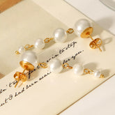 Synthetic Pearl Drop Chain Earrings with Gold Accents Gold onesize OutfitFlow
