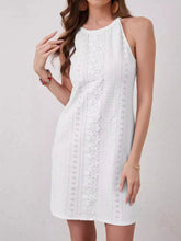 Eyelet Flower Sleeveless Mini Dress White OutfitFlow