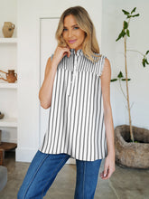 FAM-FAM Frill Printed Mock Neck Top Stripe OutfitFlow