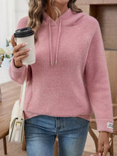 Long Sleeve Drawstring Hooded Sweater Dusty Pink OutfitFlow