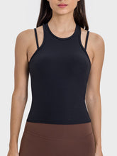 Millennia Cutout Round Neck Racerback Active Tank Black OutfitFlow