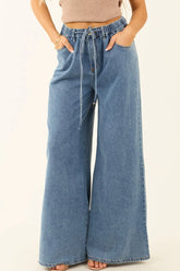 Medium Wash Super Wide Leg Denim Pants Medium OutfitFlow