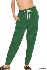 Zenana Drawstring Scuba Sweatpants with Pockets DK GREEN OutfitFlow