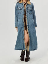 Pocketed Button Up Denim Jacket with Fur Lining Medium OutfitFlow