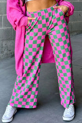 Checkered Wide Leg Pants Turquoise OutfitFlow