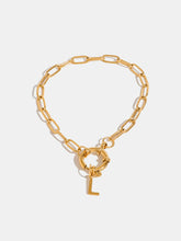 18K Gold-Plated Stainless Steel Letter L Bracelet Gold One Size OutfitFlow