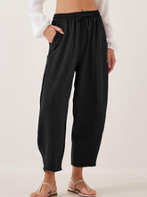 Full Size Drawstring Cropped Jogger Pants Plus Size Black OutfitFlow