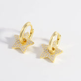 925 Sterling Silver Zircon Star Earrings Gold One Size OutfitFlow