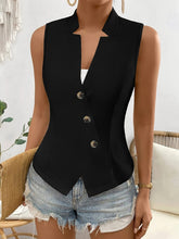 Button Up Surplice Vest Black OutfitFlow