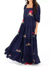 Square Neck Tiered Maxi Dress Dark Blue OutfitFlow