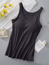 Round Neck Tank with Bra Dark Gray OutfitFlow