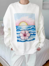 Graphic Round Neck Drop Shoulder Sweatshirt White OutfitFlow