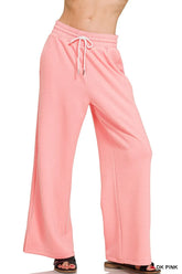 Zenana Scuba Drawstring Pants DK PINK OutfitFlow