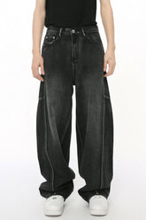 Panelled Straight Leg Jeans Dark OutfitFlow