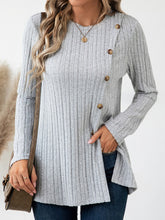 Round Neck Long Sleeve T-Shirt Light Gray OutfitFlow