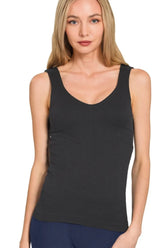 Zenana Seamless Tank Top BLACK OutfitFlow