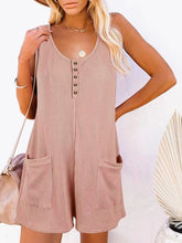 Full Size Pocketed Scoop Neck Sleeveless Romper Dusty Pink OutfitFlow