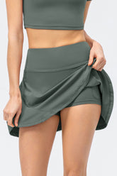 High Waist Wide Waistband Active Skirt Teal OutfitFlow