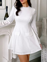 Cutout Back Long Sleeve Mini Dress White OutfitFlow
